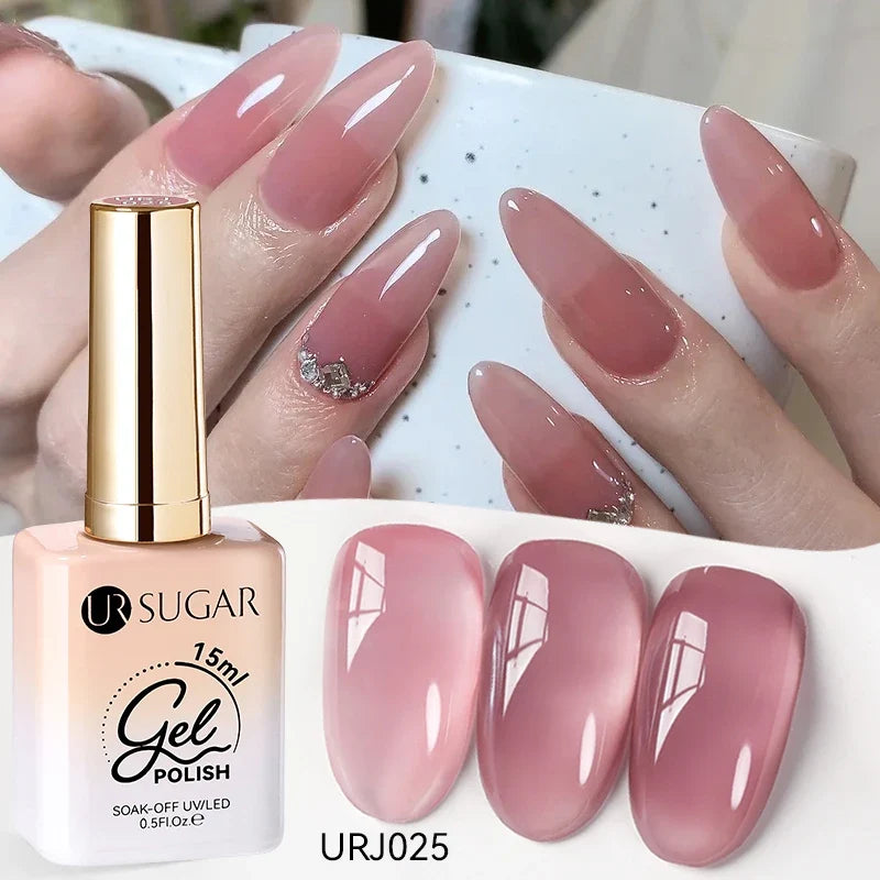UR SUGAR 15ml Jelly Milky White Translucent Color Gel Polish Semi Permanent UV Gel Nail Art Soak Off Gel Varnish Latest Fashion Tri Light Beauty