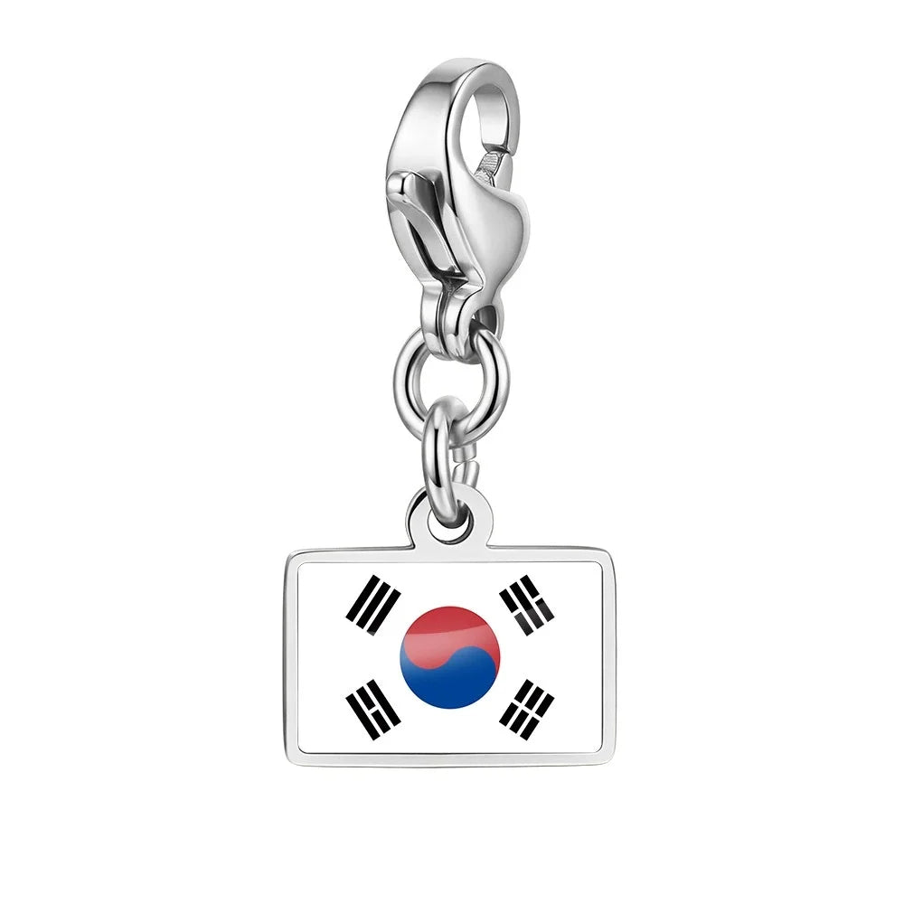 10mm Country Flag Charms Pendant Necklace Bracelet Keychain Bagchain Stainless Steel  Jewelry A Commemorative Gift For A Friend Pi-Mart