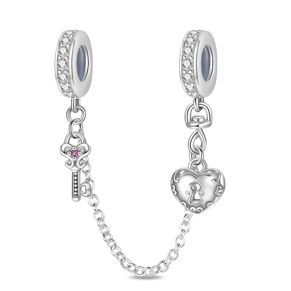 S925 Silver Plated Star Moon Safety Chain Charms Beads Fit Original Bracelet Fine DIY Birthday Jewelry Pi-Mart