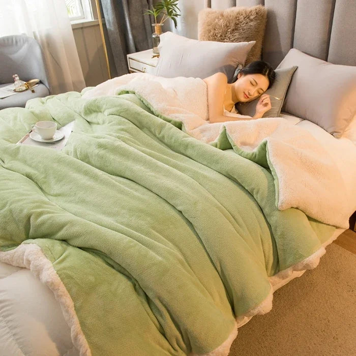 Wool Throw Blanket Keep Warm Winter Bed Blankets Double Sided Queen Duvet Cover Camping Double Bed Cover Bedspread On The Bed Pi-Mart