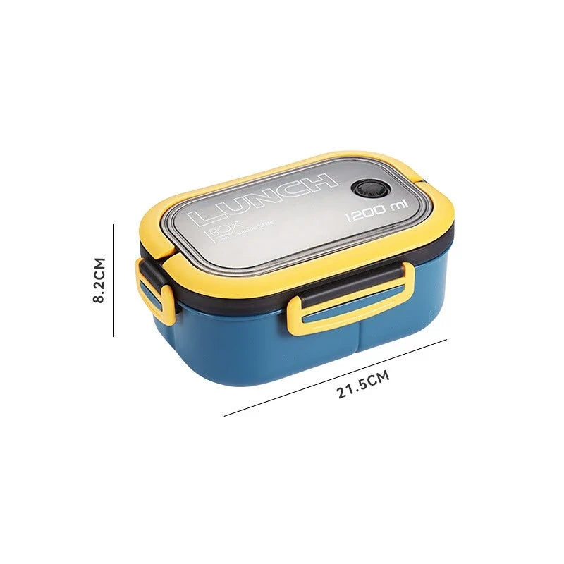 1200ML 2 Layer Bento Lunch Box With Spoon Fork, Kid High Capacity Microwae Food Containers Portable Leakproof Office Camping LadyShow.Store