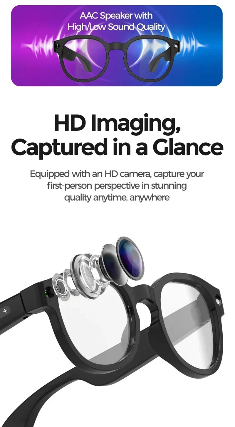 Lenovo AI Smart Glasses 8MP HD Camera 4K Shooting Image Conversation Translation Listening To Music Smart Glasses 2026 New Pi-Mart