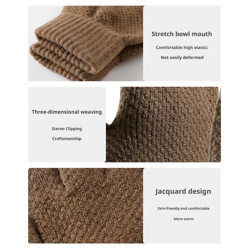 Thermal Winter Gloves For Men Thickened Warm Fleece Lined Anti-Slip Touch Screen Thermal Windproof Cycling Gloves Pi-Mart