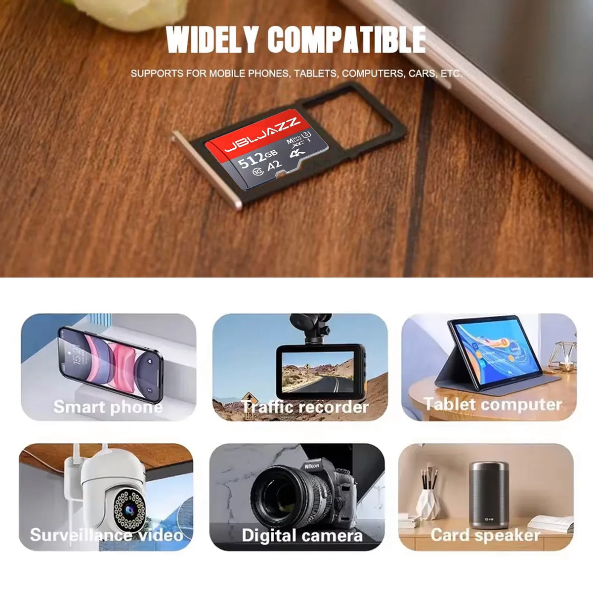 Class 10 Micro TF SD Card 256GB 512GB 64GB Memory Card High Speed Flash A2 Mini TF SD Card for Smartphone Camera Flash Storage Pi-Mart