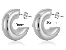 Luxury Shiny Zircon Hoop Earrings for Women Trendy Golden Stainless Steel Wed Ear Geometric Circle Earring Jewelry Pendientes Pi-Mart