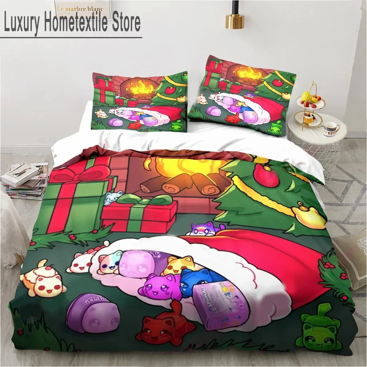 Cartoon Game Cute Aphmau with Wings Bedding Set Boys Girls Twin Queen King Size Duvet Cover Pillowcase Bed boys Adult Pi-Mart