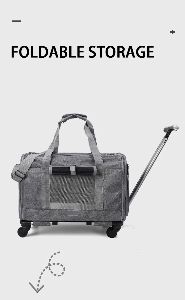 Pet Carrier with Wheels for Dogs Up To 15lbs & Cat  Airline Approved Dog Carrier Rolling Pet Carrier Foldable Pet Stroller Pi-Mart
