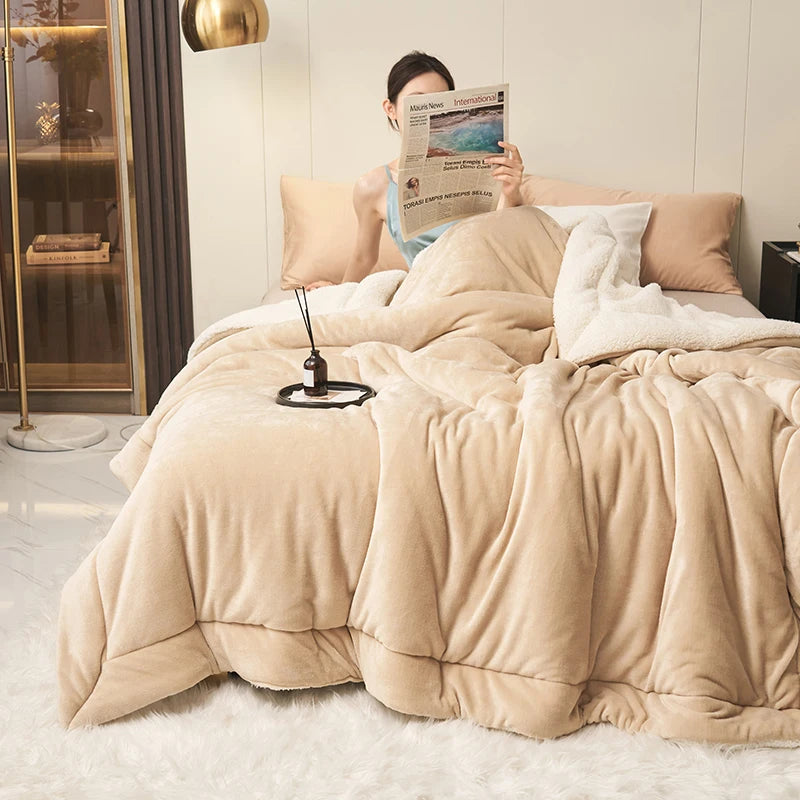 Spring Imitation Lambswool Multi-functional Blanket Queen Blankets for Bed Soft Plush Comfortable Milk Fleece Blanket for Throw Pi-Mart