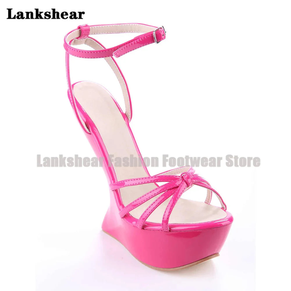 Platform Strange Style Sandals Women Candy Color Open Toe High Heels Pumps Ankle Buckle Strap Heels Sandalias Zapatos De Mujer LadyShow.Store