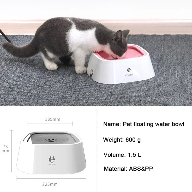 Pet Floating Water Bowl, Cat Dog Anti-spill Drinking Bowl No Wet Mouth, Removable Easy Clean Dustproof Pet Supplies Pi-Mart
