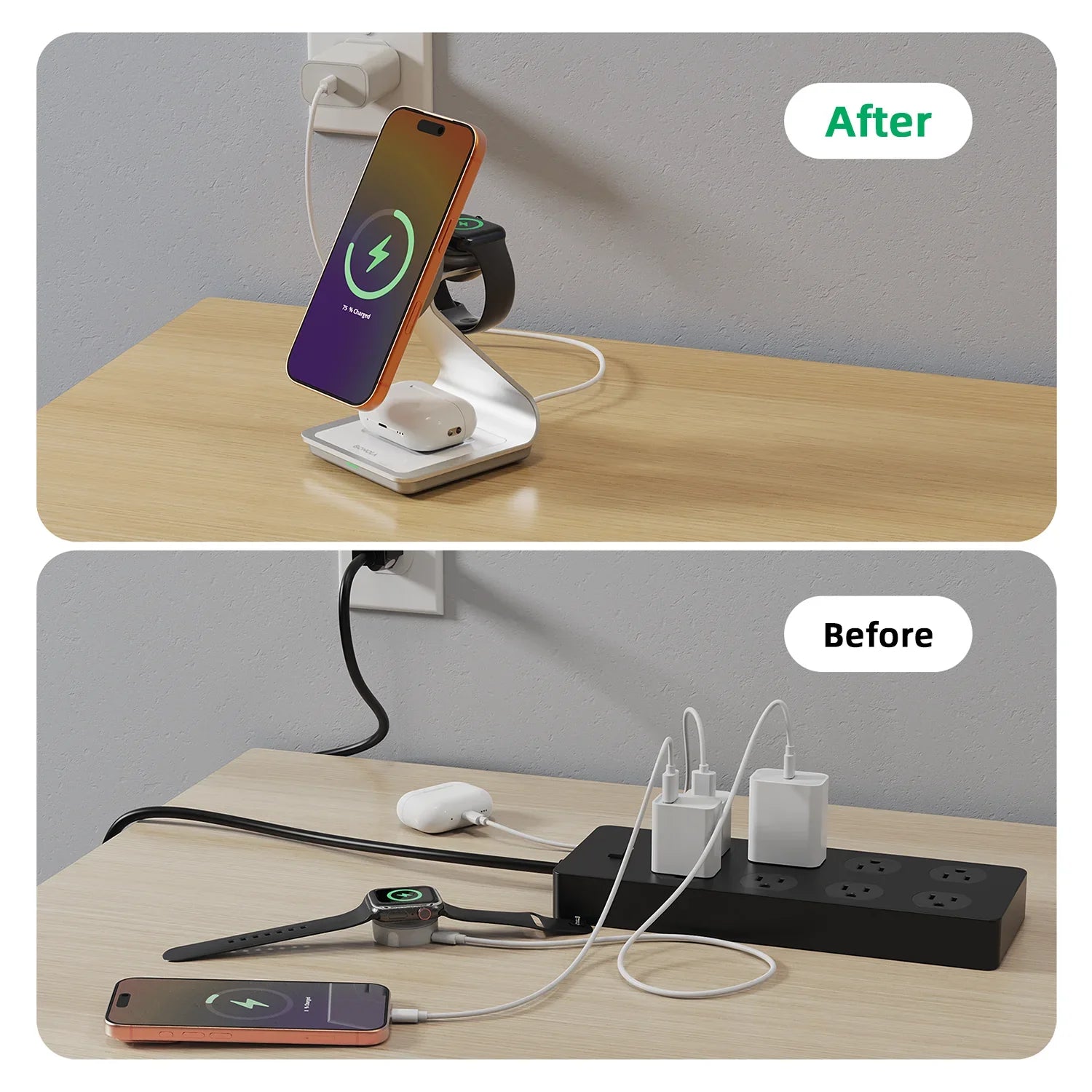 Bonola Magnetic 3 in 1 Wireless Charger for iPhone 17/16/15/13/14/12 30W Wireless Charging Station for Apple Watch/AirPods Pro LadyShow.Store