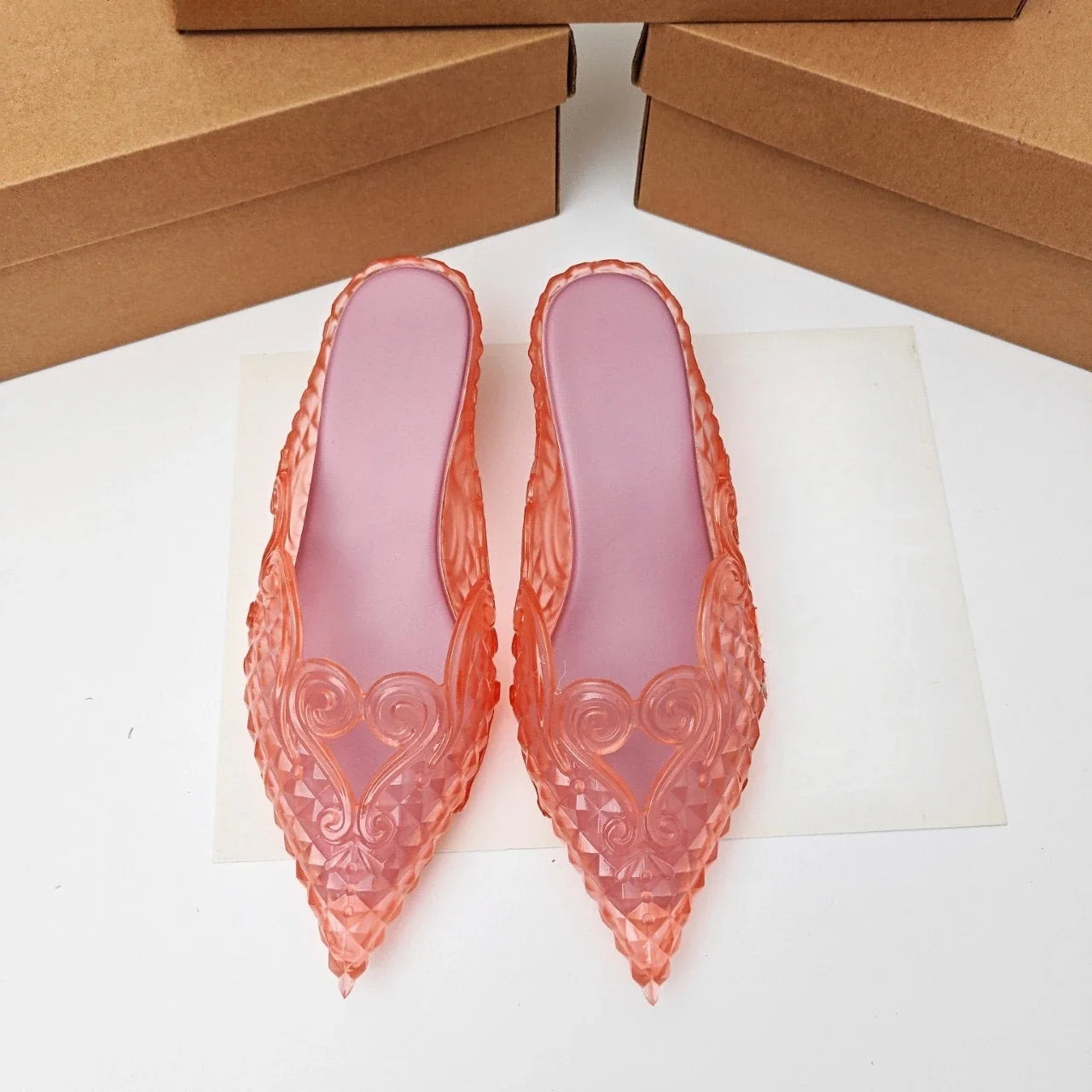 Original Brand Style Women Pointed-toe Crystal High Heel Slippers  Girl Retro Elegance Slippe Ladies Fashion witch Summer Slides LadyShow.Store
