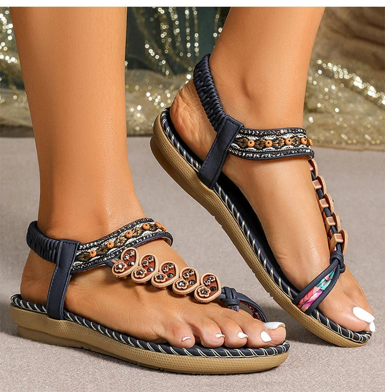 Women's Sandals Bohemia Style Sandals Summer 2026 Shoes For Woman Flip Flops Beach Summer Shoes Women Low Heels Footwear Pi-Mart