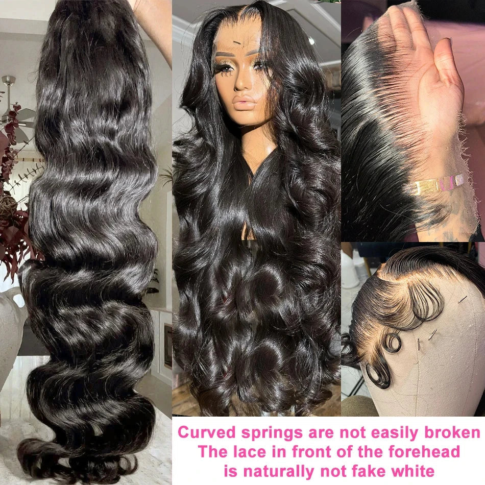 Brazilian Remy Human Hair Lace Front Wig Natural Black Body Wave 13x4 HD Transparent Lace Frontal Pre Plucked For Women LadyShow.Store