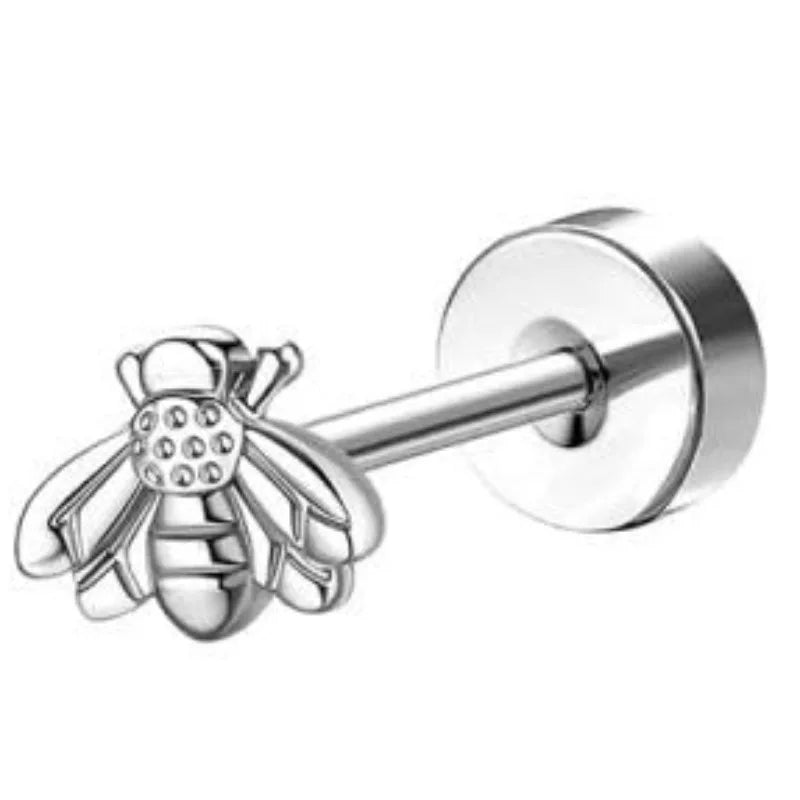 Bobisty 1pc Earrings for Sensitive Ears Surgical Stainless Steel Earrings for Women Dainty Flat Back Earring Stud Hoop Cartilage Pi-Mart