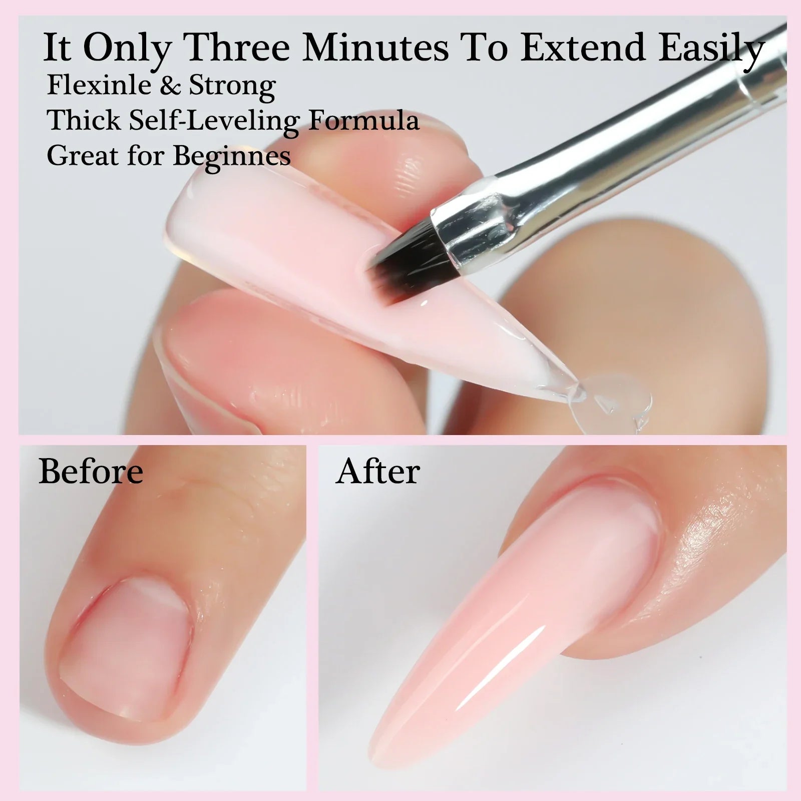 150g Transparent Nail Extension Gel Jelly White Light Pink Acrylic Nail Art UV LED Gel Semi Permanent Varnish Extension Tool Tri Light Beauty
