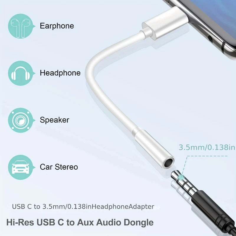 Type C To 3.5mm Aux Adapter 3 5 Jack Audio Cable for Huawei Xiaomi Redmi POCO Sumsang LG 3.5MM to 8Pin Aux Adputer for iPhone Pi-Mart