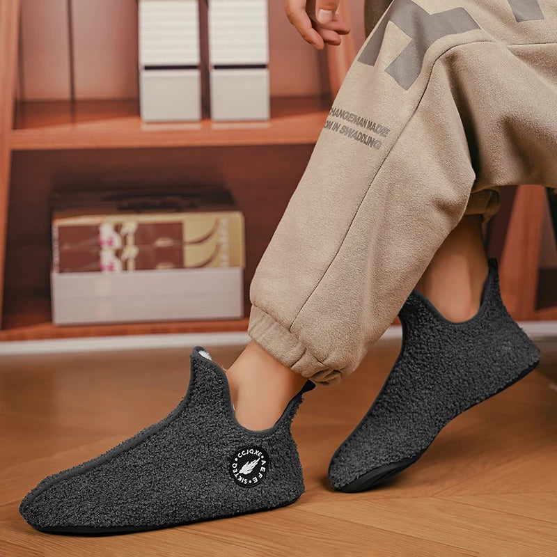 New Men Winter Slippers High Quality Light Weight Disign Shoes Fashion Women Plush Slipper Warm Slip on Casual Shoe for Couples Pi-Mart
