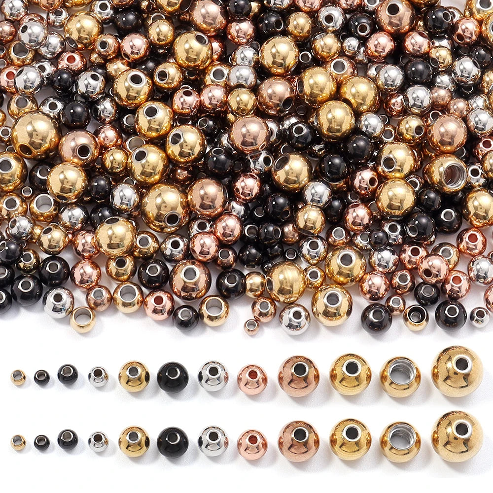 2-10mm High Quality Stainless Steel Beads for Jewelry Making Loose Spacer Beads DIY Bracelet Necklace Bracelets Wholesale Pi-Mart
