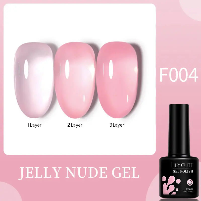 LILYCUTE 7ML Jelly Amber Gel Nail Polish Brown Crystal Translucent Dull Color Nail Art Gel Semi Permanent UV Gel Polish Varnish Tri Light Beauty