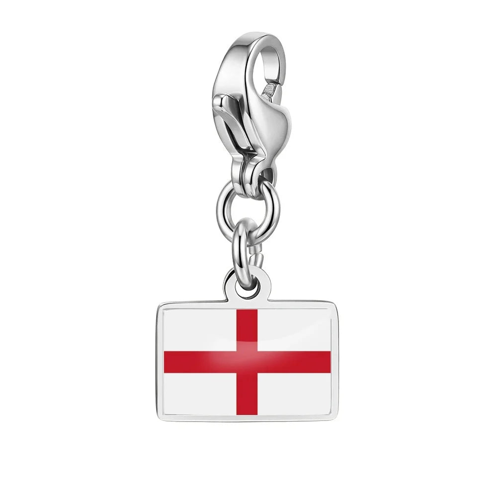10mm Country Flag Charms Pendant Necklace Bracelet Keychain Bagchain Stainless Steel  Jewelry A Commemorative Gift For A Friend Pi-Mart