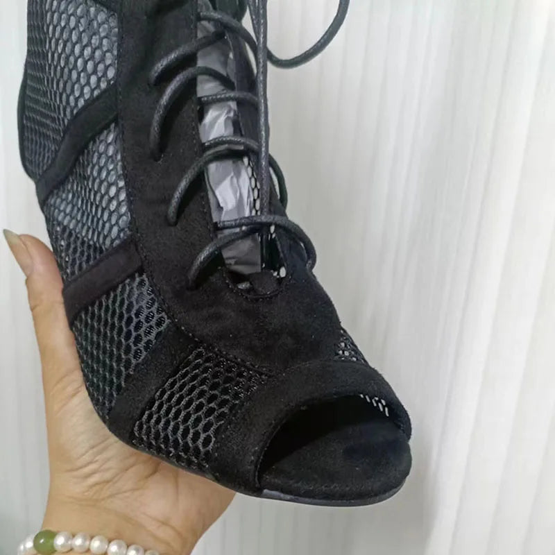 Black Sexy Lace Up Cross-tied Women Shoes Comfort High Quality Thin Heels Open Toe Dancing Sandals Ankle Strap Hollow Out Pumps LadyShow.Store