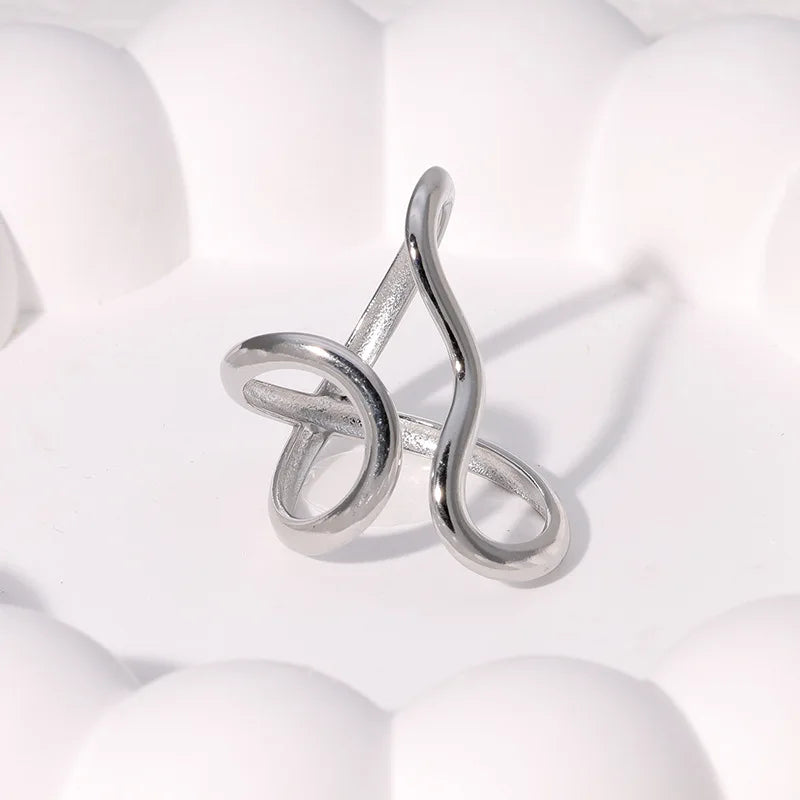 Fashion Stainless Steel Waterproof Open Ring Personality Charms PVD Real Gold 18K Plated Trendy Jewelry for Women Pi-Mart
