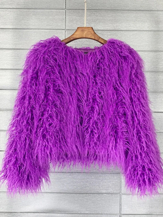 Colorful Warm Faux Women Fur Coat  Black White Pink Plush Coat Female Jacket Fur Autumn Winter Shaggy Outerwear High Street 2025 LadyShow.Store