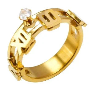 Stainless Steel Ring for Women Inlaid Zircon Rings Waterproof Romantic Fashion Jewelry Pi-Mart
