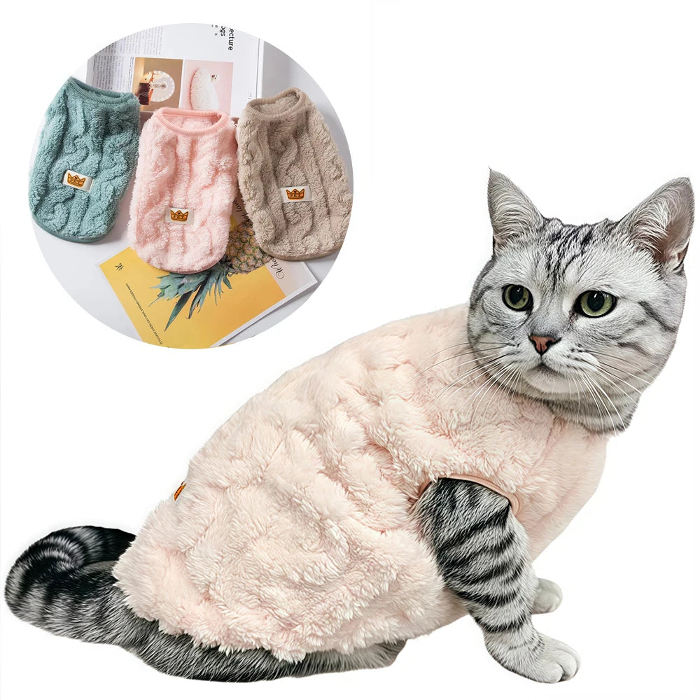Soft Cozy Cat Clothes Autumn Winter Warm Fleece Sweatshirt for Small Dogs Puppy Kitten Jacket Coat Pet Sphynx Costume Sweater Pi-Mart