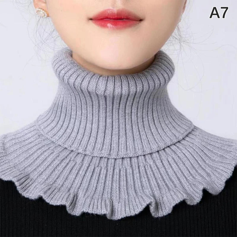 Warm Knitted Fake Collar Women Thicken Turtleneck Ruffles False Collars Detachable Neck Guard Winter Windproof Fake Collar Pi-Mart