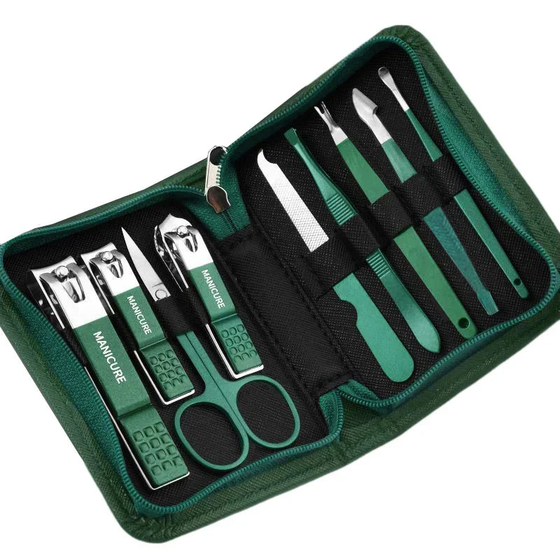 6/9 Pcs Set Professional Piece Nail Care Kit Stainless Steel Manicure & Pedicure Set Nail Clipper Set with Travel Case Tri Light Beauty
