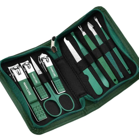 6/9 Pcs Set Professional Piece Nail Care Kit Stainless Steel Manicure & Pedicure Set Nail Clipper Set with Travel Case Tri Light Beauty