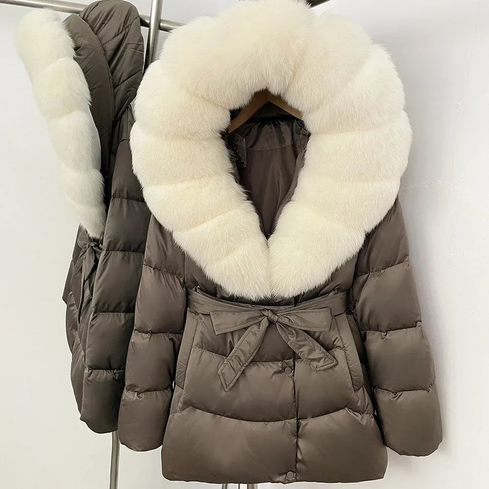 Natural Fur Collar Down Jacket Women Winter 2026 High Quality Duck Down Puffer Parka Windproof Warm Down Coat Outerwear New LadyShow.Store
