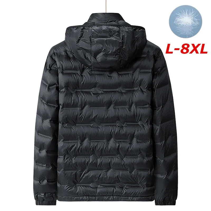 Men Winter New Down Jacket Men Hooded Waterproof Windproof Puffer Jacket Detachable Hat Coat Casual Lightweight Down Jacket Male LadyShow.Store