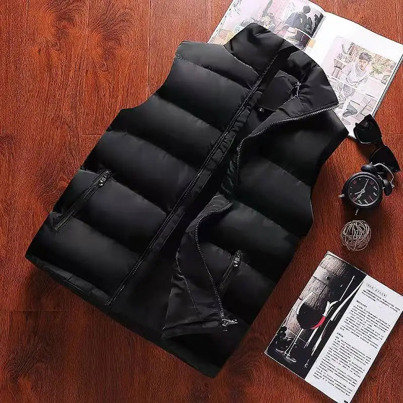 White Vest Jacket Men Slim Fit Stand Collar Sleeveless Puffer Jackets Spring Autumn Casual Waistcoat Men Warm Coat 2023 Trends Pi-Mart