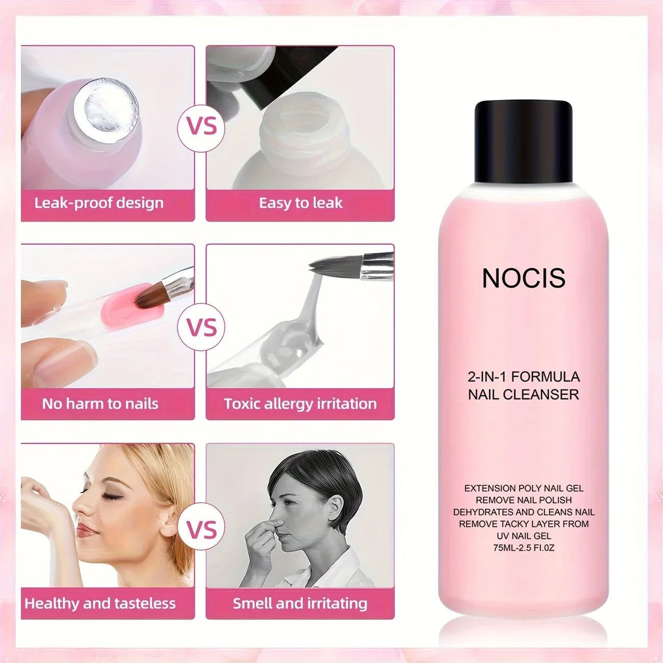 2in 1 Gel Cleanser for Nails & Polish Remover, Professional Slip Solution for Poly Gel Nails for & LED Gel, Anti-Stick Formula, Tri Light Beauty