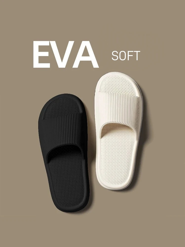 Women Summer Concise EVA Slippers Men Soft Home Slides Couples Bathroom Non-slip Sandals Adults Comfortable Outdoor Beach Shoes Pi-Mart