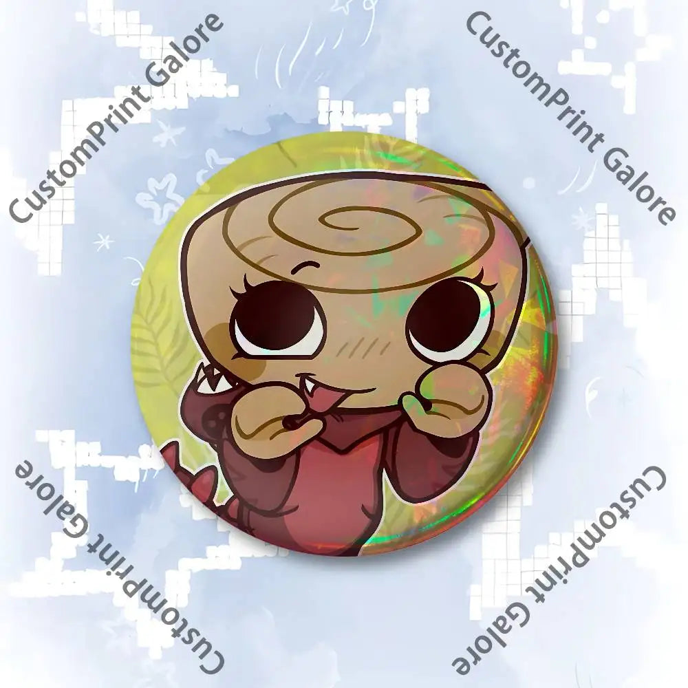 Cute Funny S-Shelly W-Wold Customizable Badge Tinplate Brooch Laser Film Lapel Pin for Decoration Party Small Gifts Pi-Mart