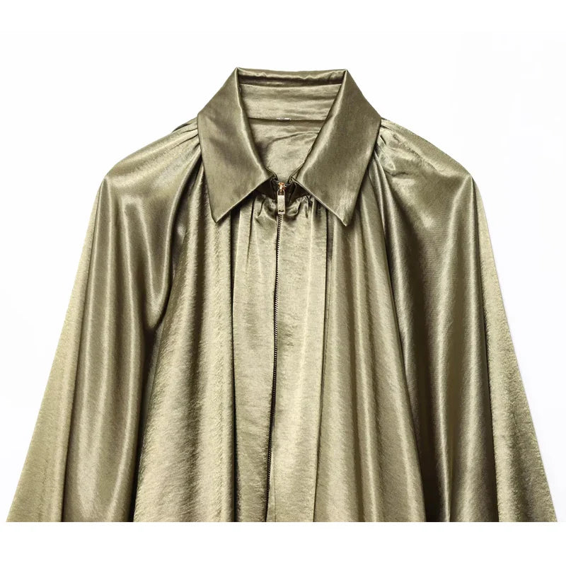 MUJER Ruched Bomber Jackets for Women Puffy Oversized Jacket Woman Summer Coats Demi-season Jacket for Women New in Outerwears LadyShow.Store