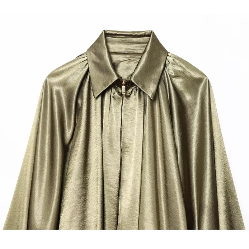 MUJER Ruched Bomber Jackets for Women Puffy Oversized Jacket Woman Summer Coats Demi-season Jacket for Women New in Outerwears LadyShow.Store