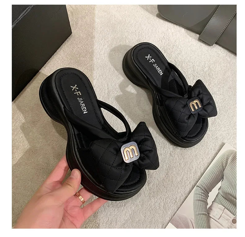 2024 summer New Fashion Women Shoes Slippers Comfortable Platform Shoe High Heels Leisure flower outdoor beach Slipper Women Pi-Mart