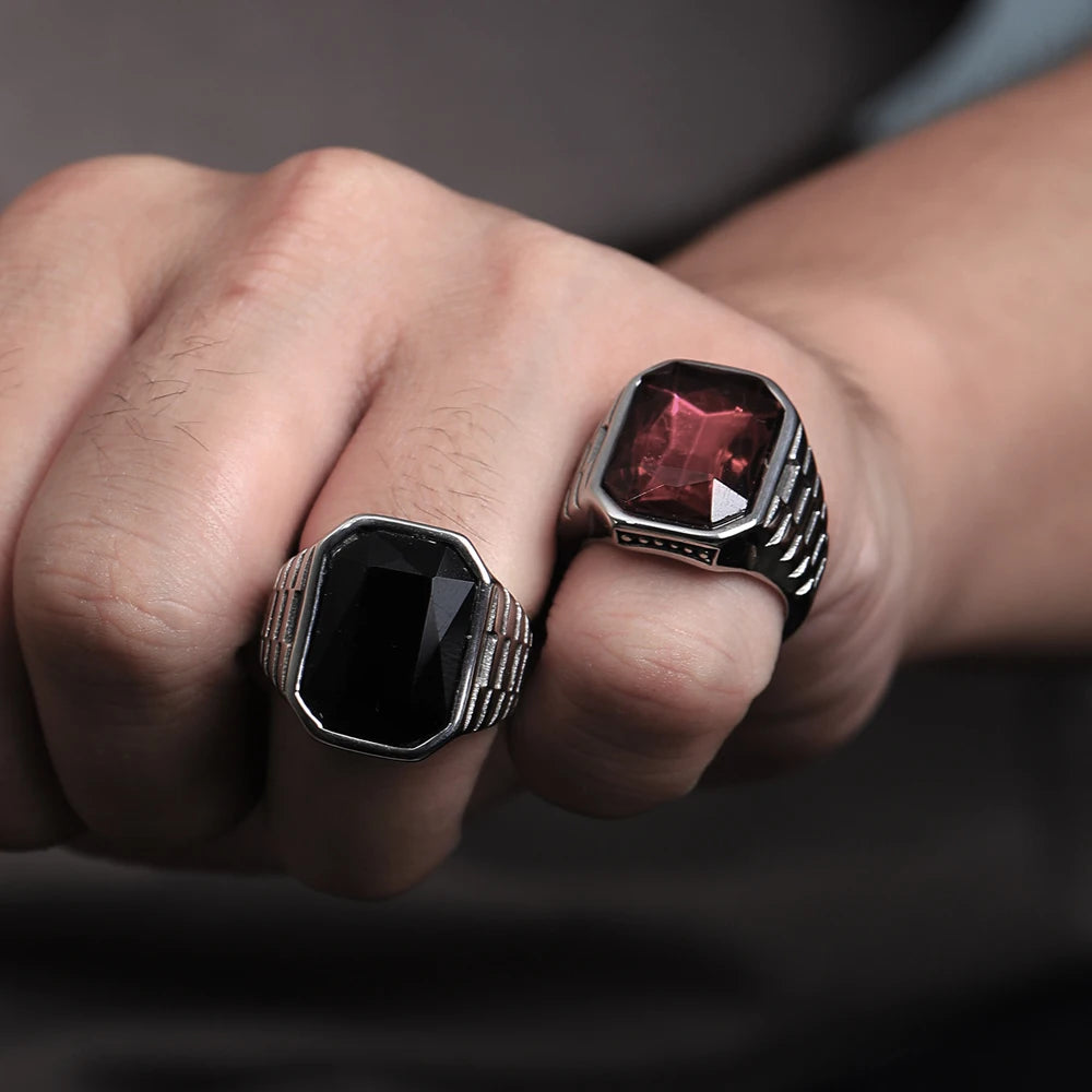 Men's Multi-Color Gemstone Rings For Women Personalized Trendsetter Stainless Steel Jewelry Manufacturer Direct Supplier Pi-Mart