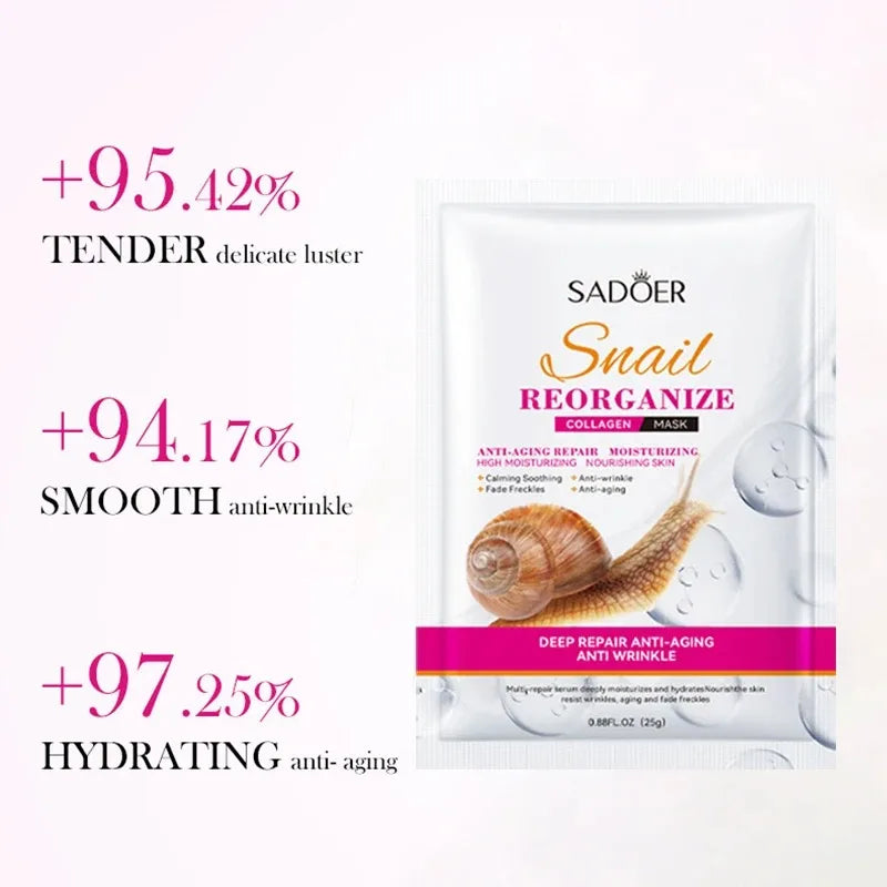 5-Piece Set of Sadoer Snail Collagen Mask, Firming and Moisturizing, Whitening and Hydrating, Facial Skin Care and Beauty Products Tri Light Beauty