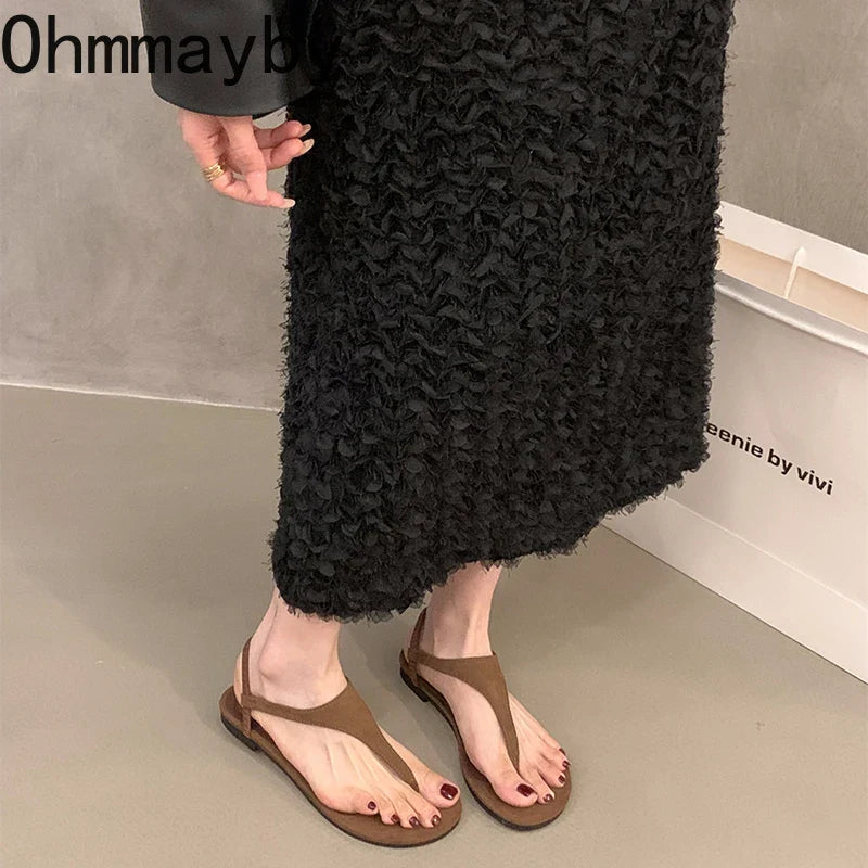 Summer Clip Toe Women Gladiator Sandals Casual Beach Vacation Shoes Ladies Elegant Dress Flats Sandalias LadyShow.Store