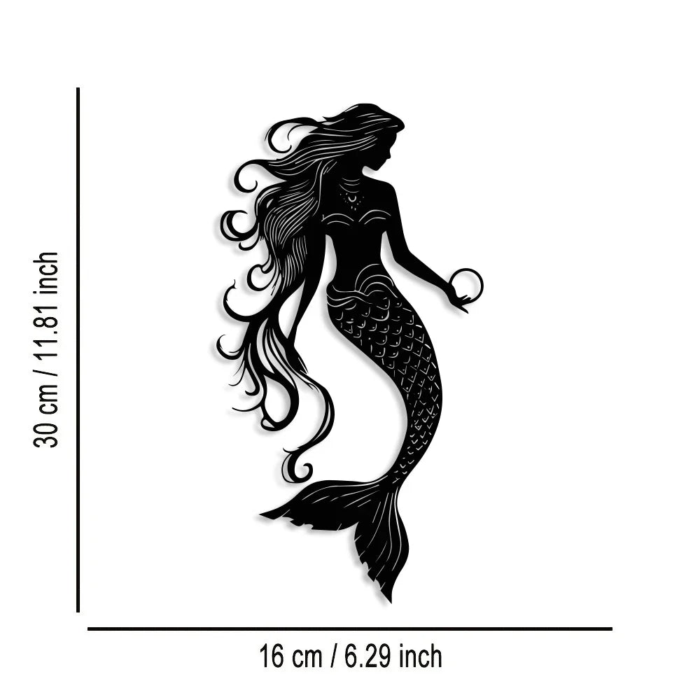 Elegant Mermaid Metal Wall Art - 1pc Minimalist & Abstract Sea Creature Decor, Reusable Iron Sign for Home, Office, Room Decor LadyShow.Store