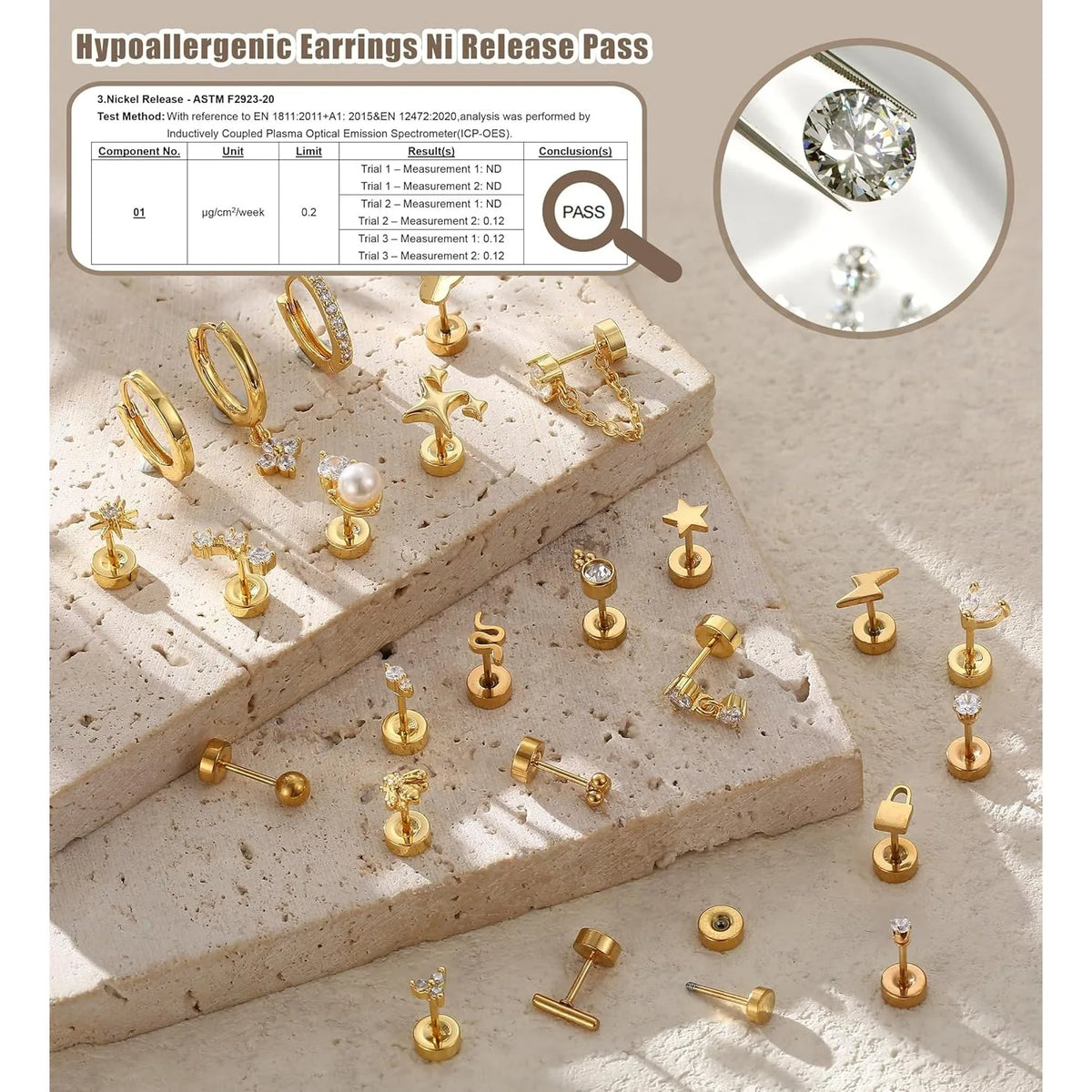 Bobisty 1pc Earrings Surgical Stainless Steel Earrings for Women Dainty Flat Back Earring Stud Hoop Cartilage for Sensitive Ears Pi-Mart