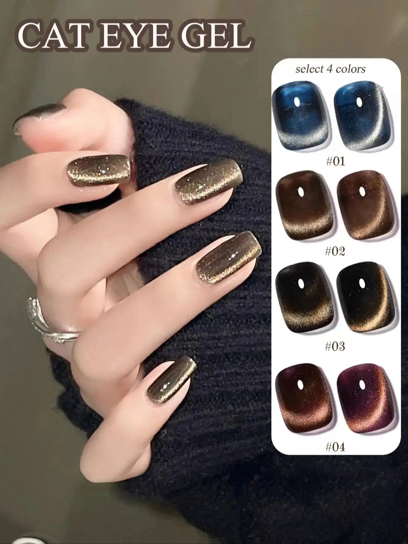 WS Black Glass Cat Magnetic Gel Nail Polish Punk Style Nail Art Manicure Varnis Semi Permanent Gel for Winter Nail Supplies Tri Light Beauty
