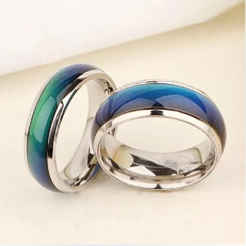 1pc Stainless Steel Mood Ring Changing Color Rings Emotion Feeling Temperature Ring For Women Men Couples Rings Fashion Jewelry Pi-Mart