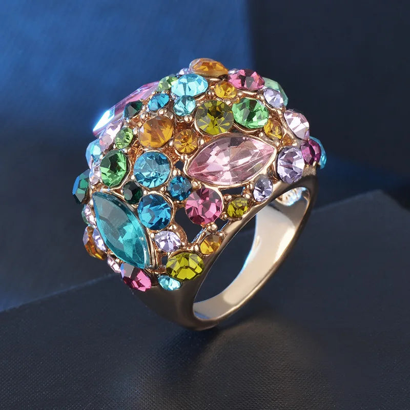 Luxury Jewelry Design Vintage Rings for Women Aesthetic Wedding Ring Fashion Accessories Couple Ring Crystal Jewelry Pi-Mart